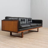 Poul Cadovius "Governor" sofa in rosewood and black leather, Denmark, 1960s.