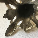 Large candle holder in patinated white painted metal