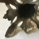 Large candle holder in patinated white painted metal