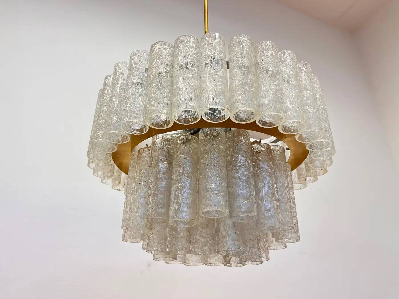 XL design midcentury glass chandelier by Doria, 1960s / Germany