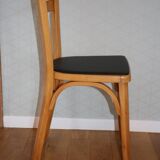 2 chaises Baumann N°19 hêtre clair skai noir