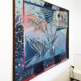 Richard Frank 'Palm's Parade' Painting, Oil On Canvas 1980s Miami Palm Tree Postmodern Art