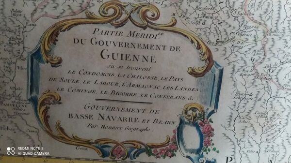 Carte ancienne de Guyenne par de Vaugondy vers 1753