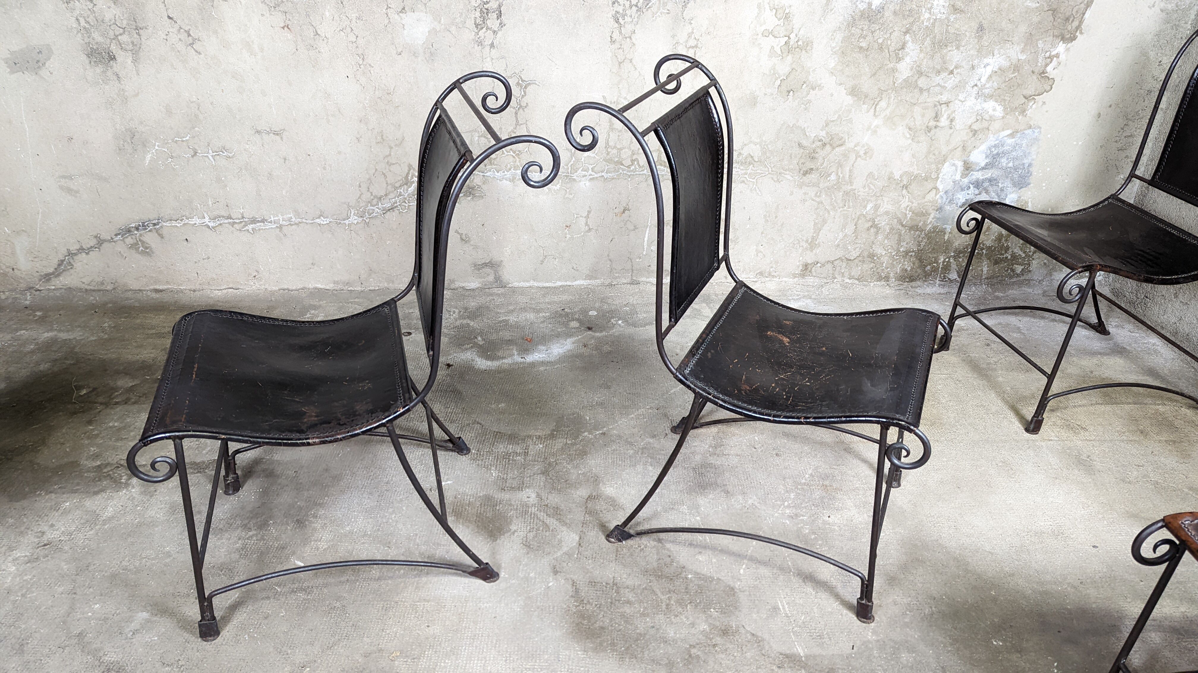 4 wrought iron armchairs