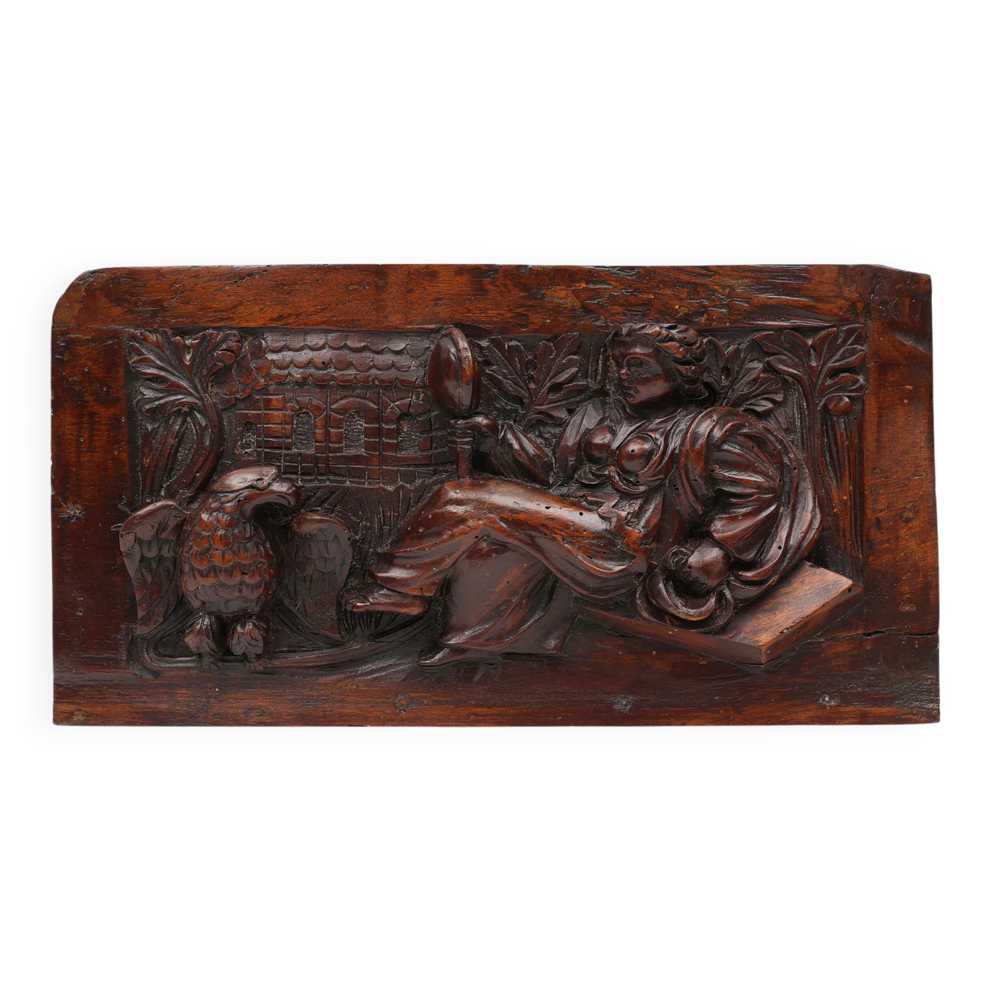 17th Century Gothic Hand Sculpted Oak Panel, Belgium