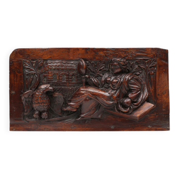 17th Century Gothic Hand Sculpted Oak Panel, Belgium