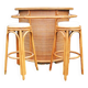 Old Rattan Bar with 2 Matching Stools