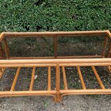Vintage rattan and smoked glass coffee table