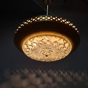 1970s Ludib Mid-Century Pendant Lamp in Yellow Metal, Brass and Glass