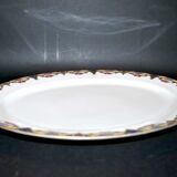 Oval dish in Limoges porcelain W.GUERIN &Cie decorated with floral garlands