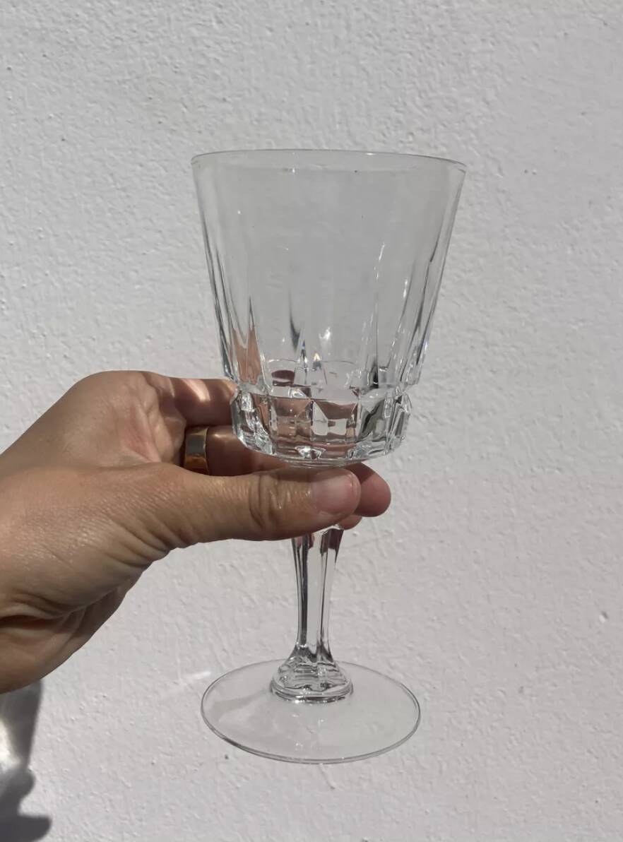 10 old cut stemmed glasses