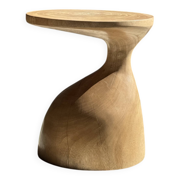 Sexy Neck - Bout de canapé en bois massif (monoxyle) couleur naturelle H45