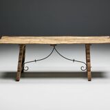 Table à Tréteaux Rustique d'Art Populaire, Espagne, 19ème Siècle