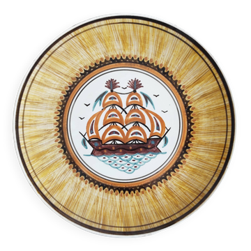 Plat en céramique grecque décor bateau