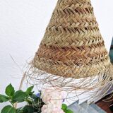 Wicker Lampshade - Flat Raffia Lampshade, Straw Hanging Lamp