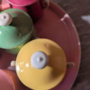 6 petits pots de crème en porcelaine de limoges avec plateau