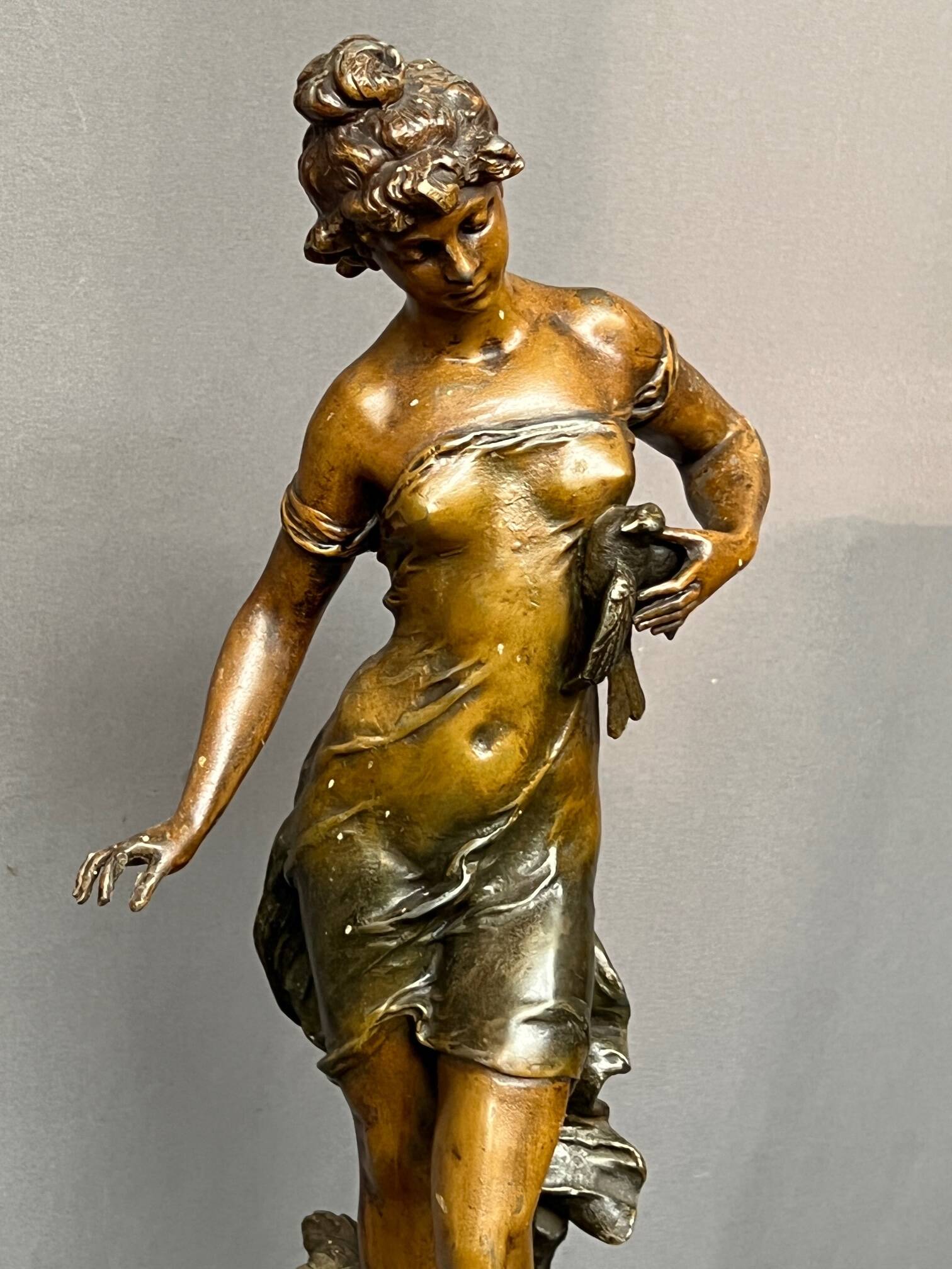 Charles Octave Levi (1820-1899). Figure of a girl with a bird.