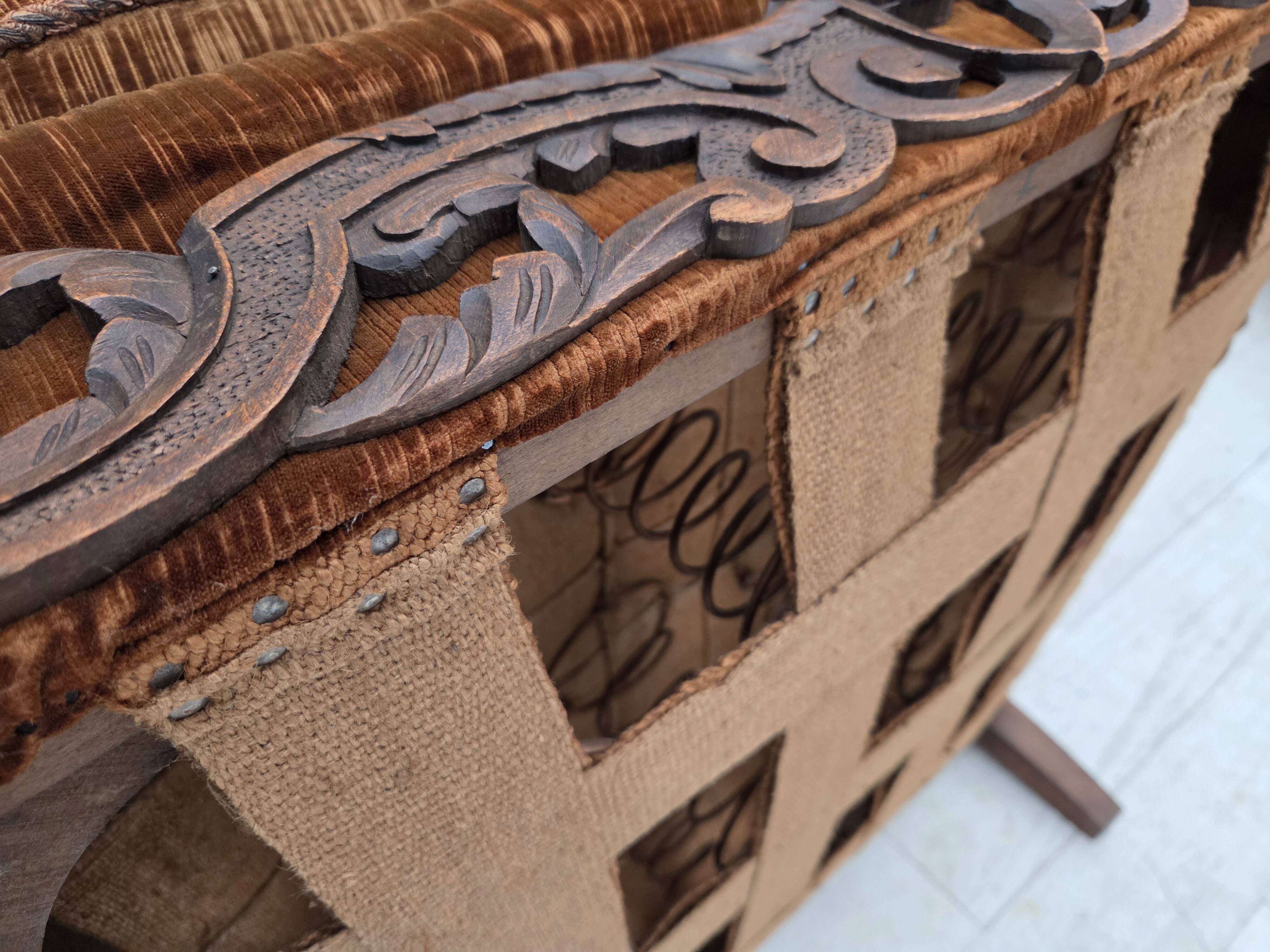 1930-35s, Danish armchair, furniture velour, furniture mesh, ash wood.