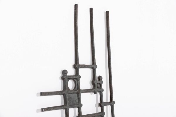 Luminaire de porte/art mural brutaliste fabriqué des années 1980