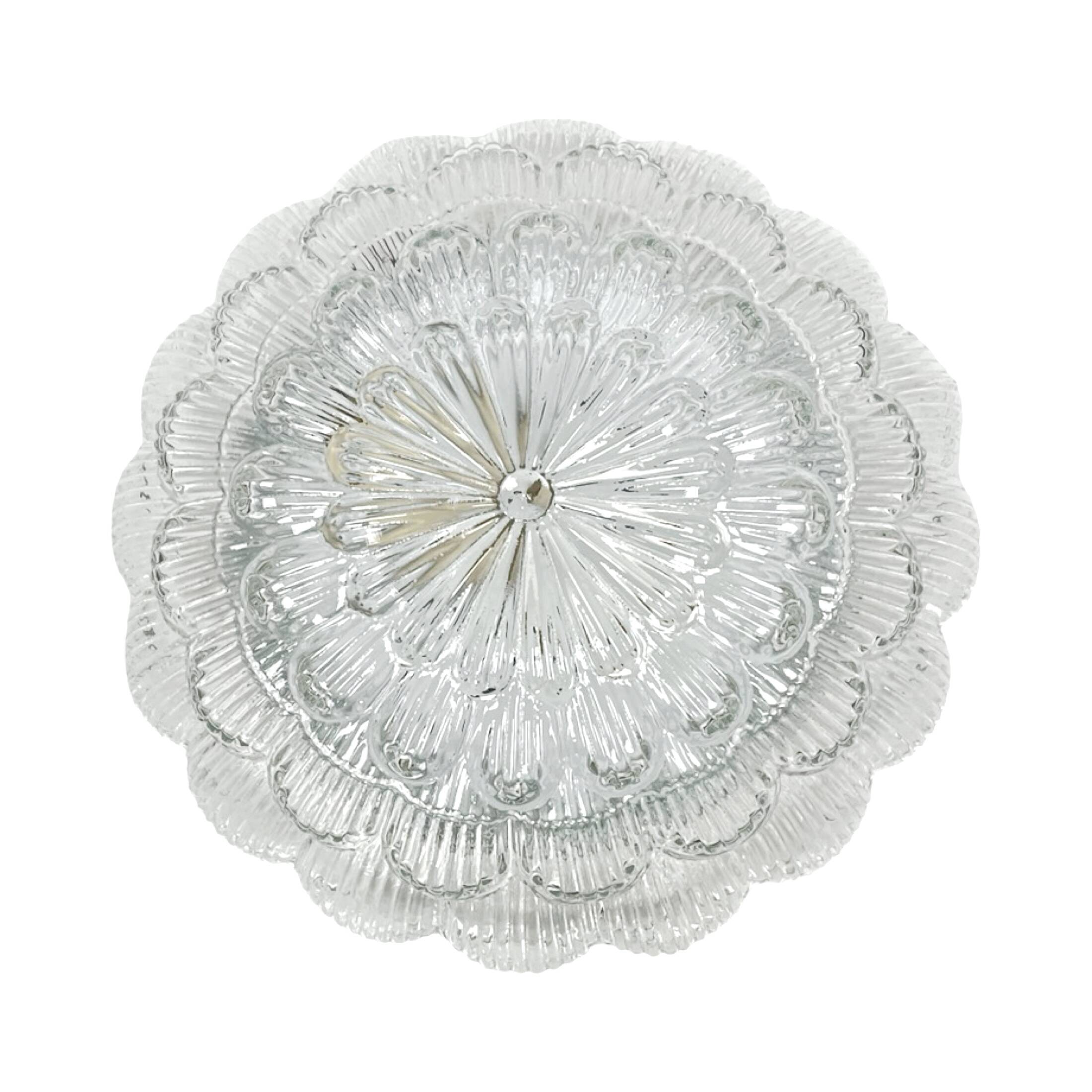Crystal Ceiling Lamp, Wall Lamp RZB 32310 Floral Motif / Ice Glass, Germany