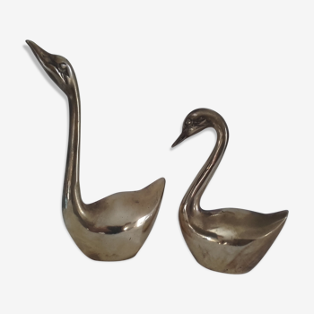 Pair of swans old brass