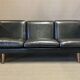 3-seater black leather sofa Scandinavian design 1960