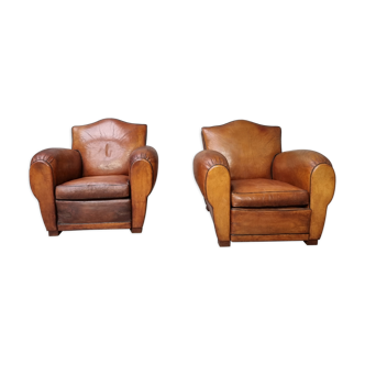 Pair of leather club chairs
