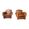 Pair of leather club chairs