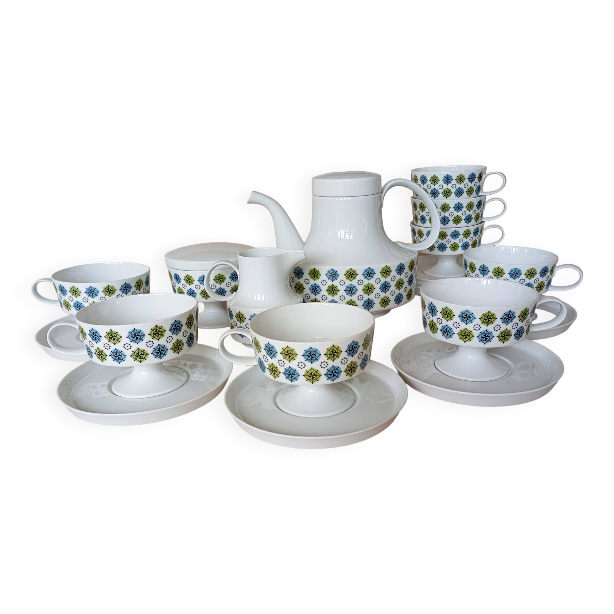 Service 8 cups "Rosette Taïga" Tapio Wirkkala & Ute Schröder for Rosenthal, ca 1970
