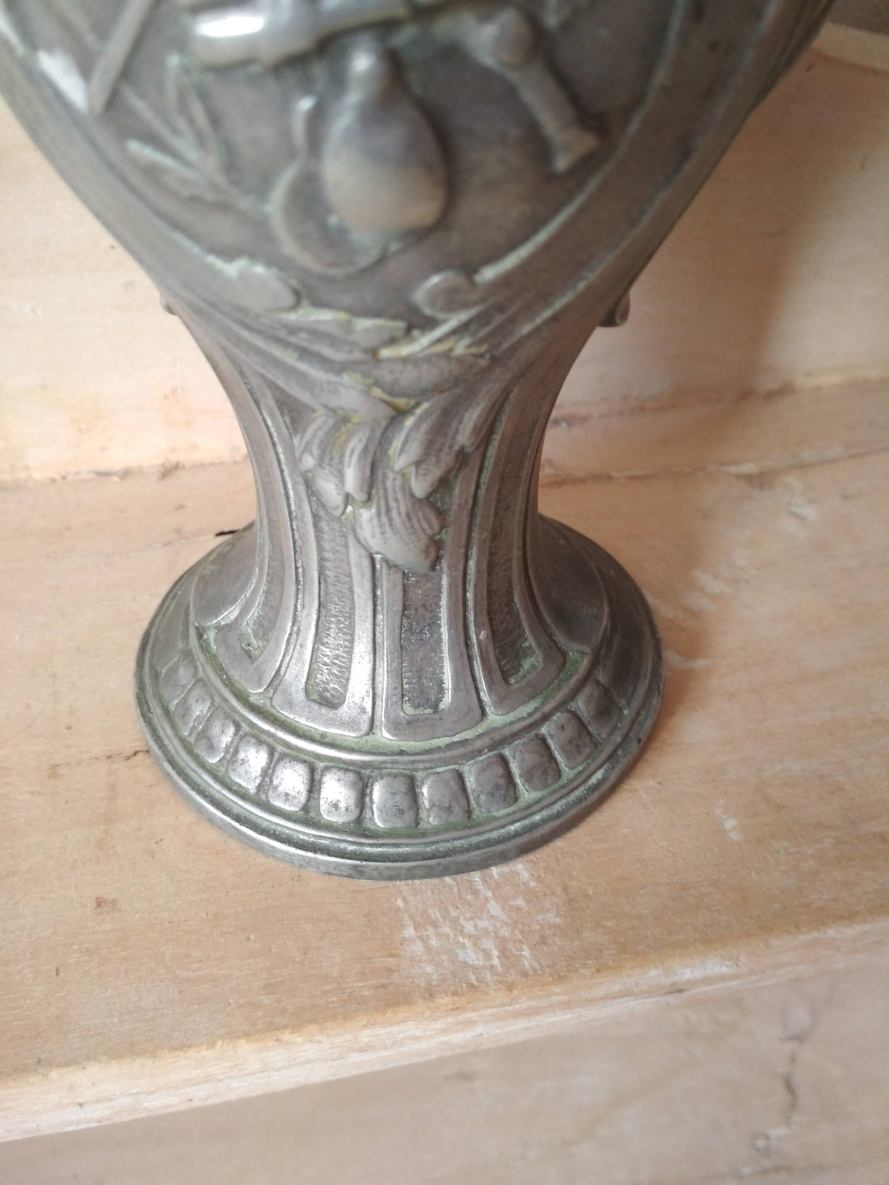Art Nouveau style pewter vase - amphora vase