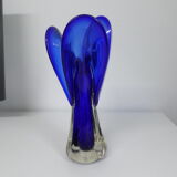 Vase bleu verre 3 pétales