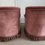 Pair of padded old pink armchairs