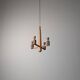 Danish hanging wooden candelabra, Art Deco style, 1970s