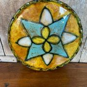 Antique VALLAURIS Style Trivet Multicolored Ceramic Made France #B774