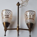 Lustre double éclairages doré Art Deco