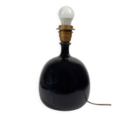 Pied de lampe boule en céramique noir profond