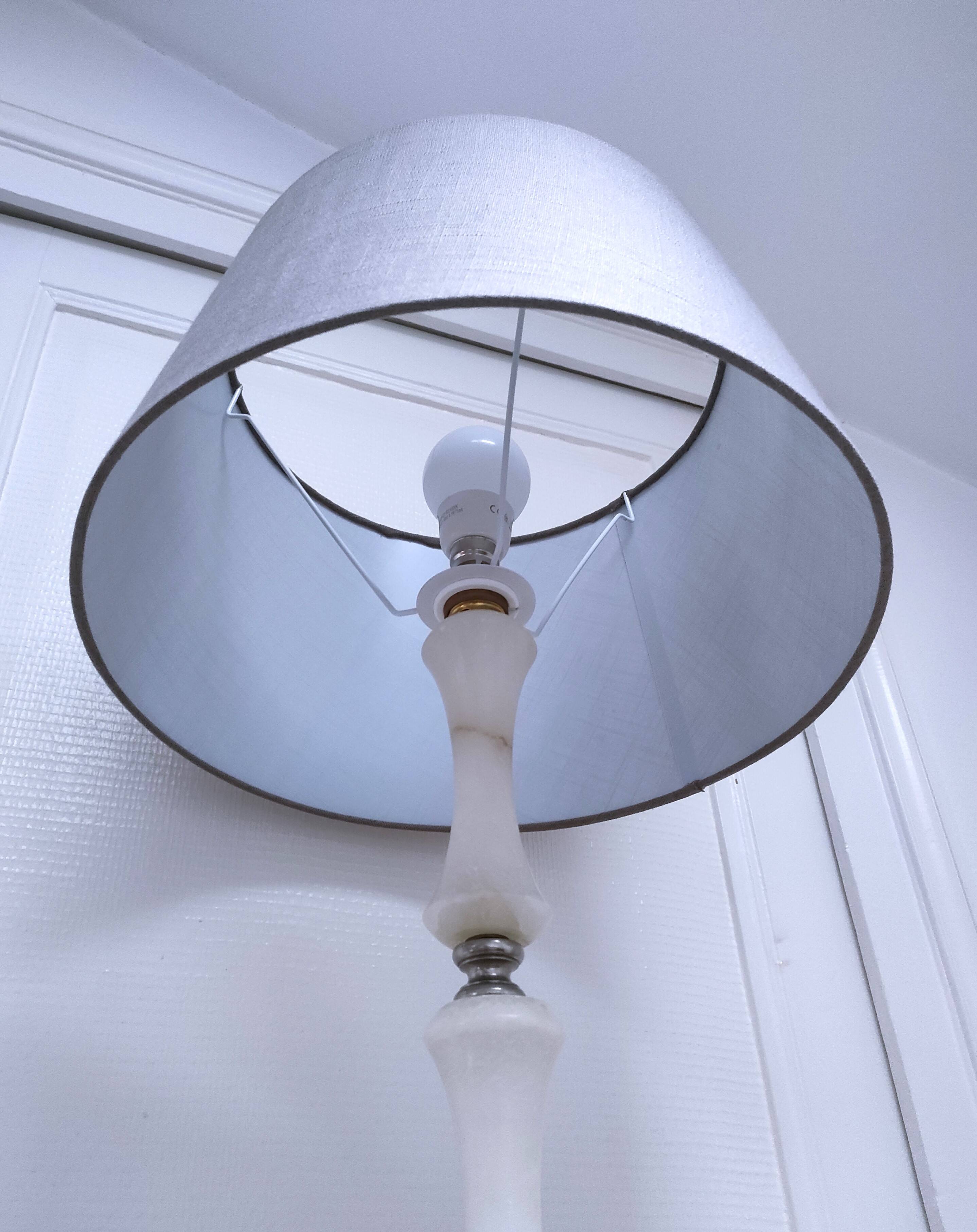 Solid alabaster floor lamp with metal trim from the 70s