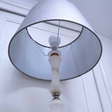 Solid alabaster floor lamp with metal trim from the 70s