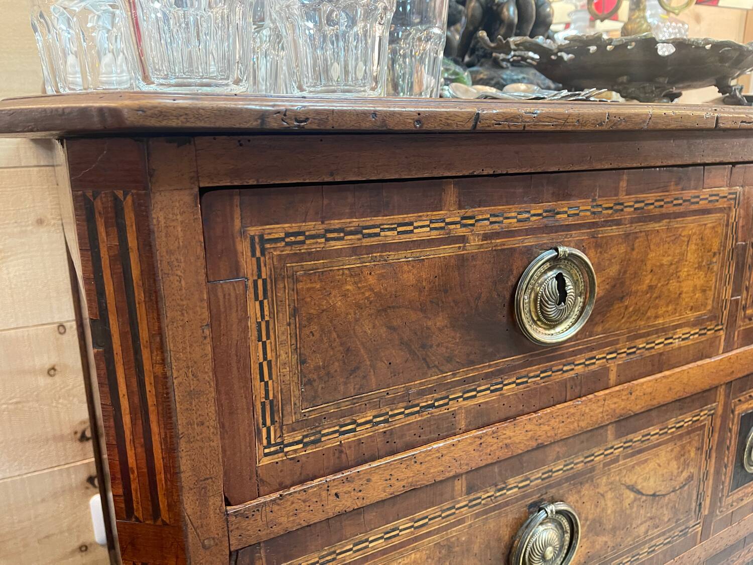 Louis XVI period chest of drawers in walnut, oak and fir, 18th century