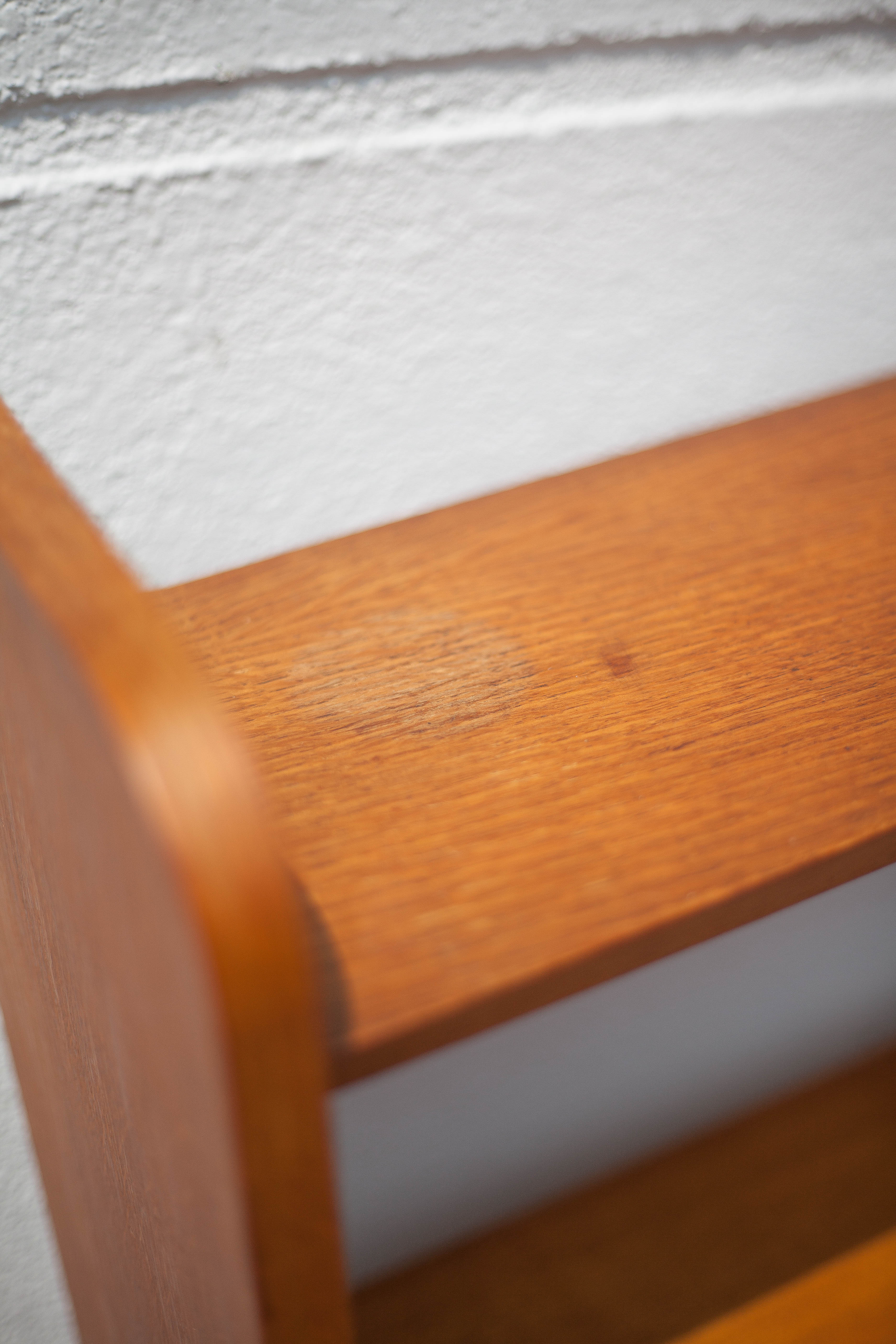 Wood bookcase shelf, wooden shelf on compass legs, storage unit, decoration