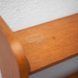 Wood bookcase shelf, wooden shelf on compass legs, storage unit, decoration