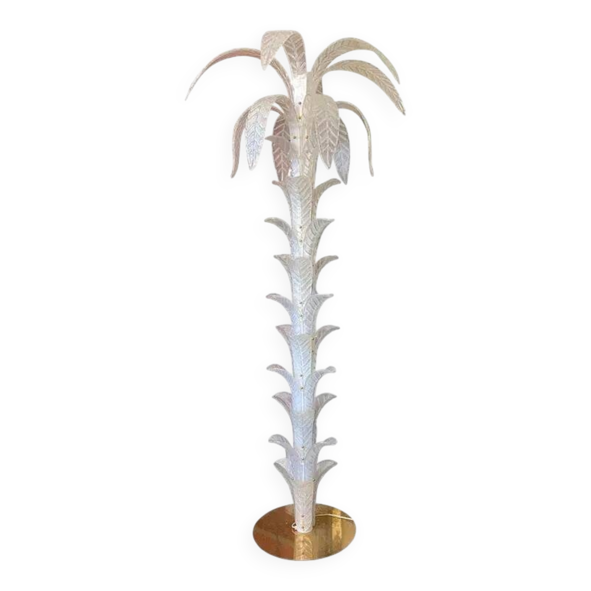 Vintage Opalino Palm Tree Murano Glass Floor Lamp, in the Style of Napoleon