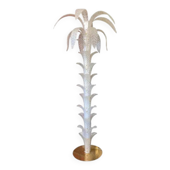 Vintage Opalino Palm Tree Murano Glass Floor Lamp, in the Style of Napoleon