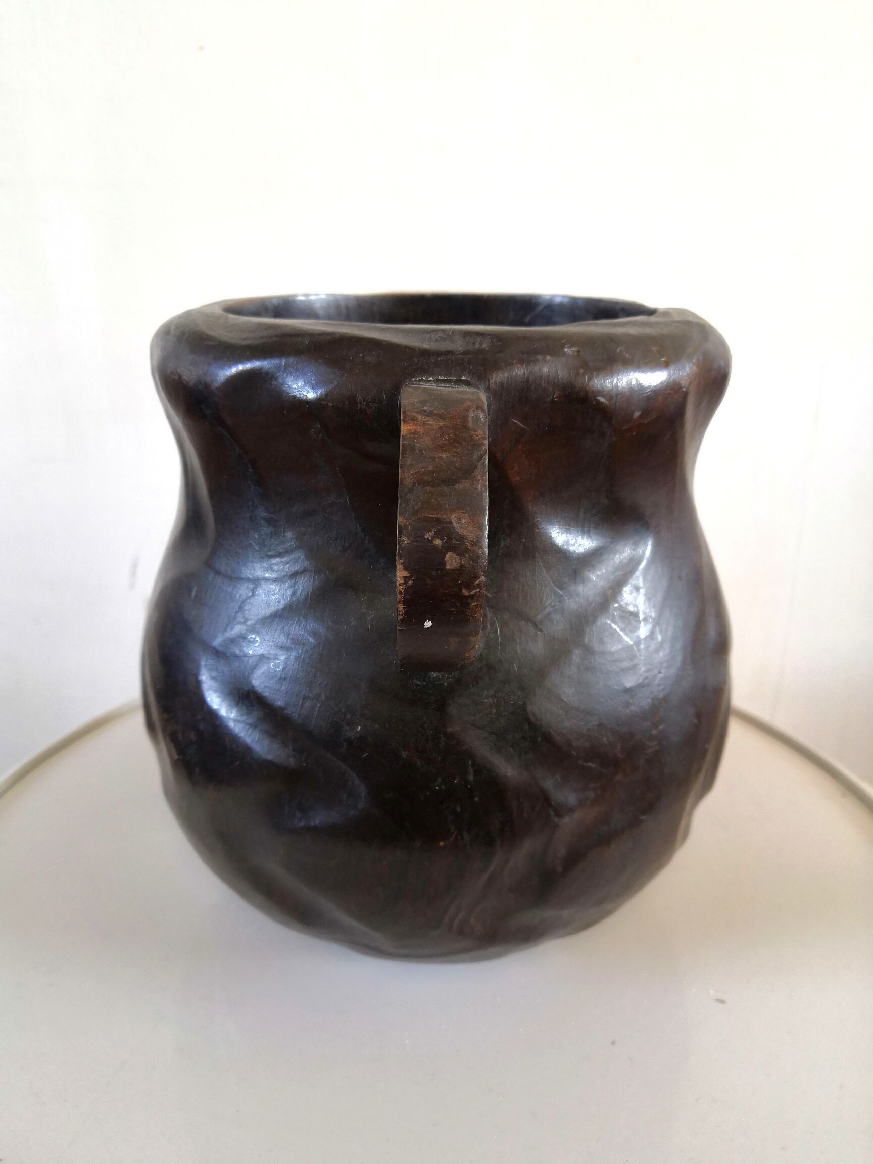 Vintage brutalist wooden pitcher