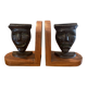 Paire de serres livres masques en bronze