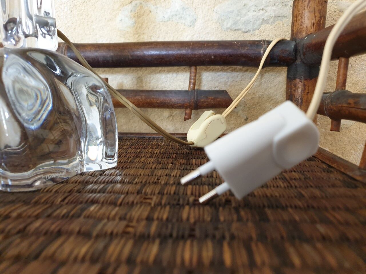 Crystal lamp signed Daum