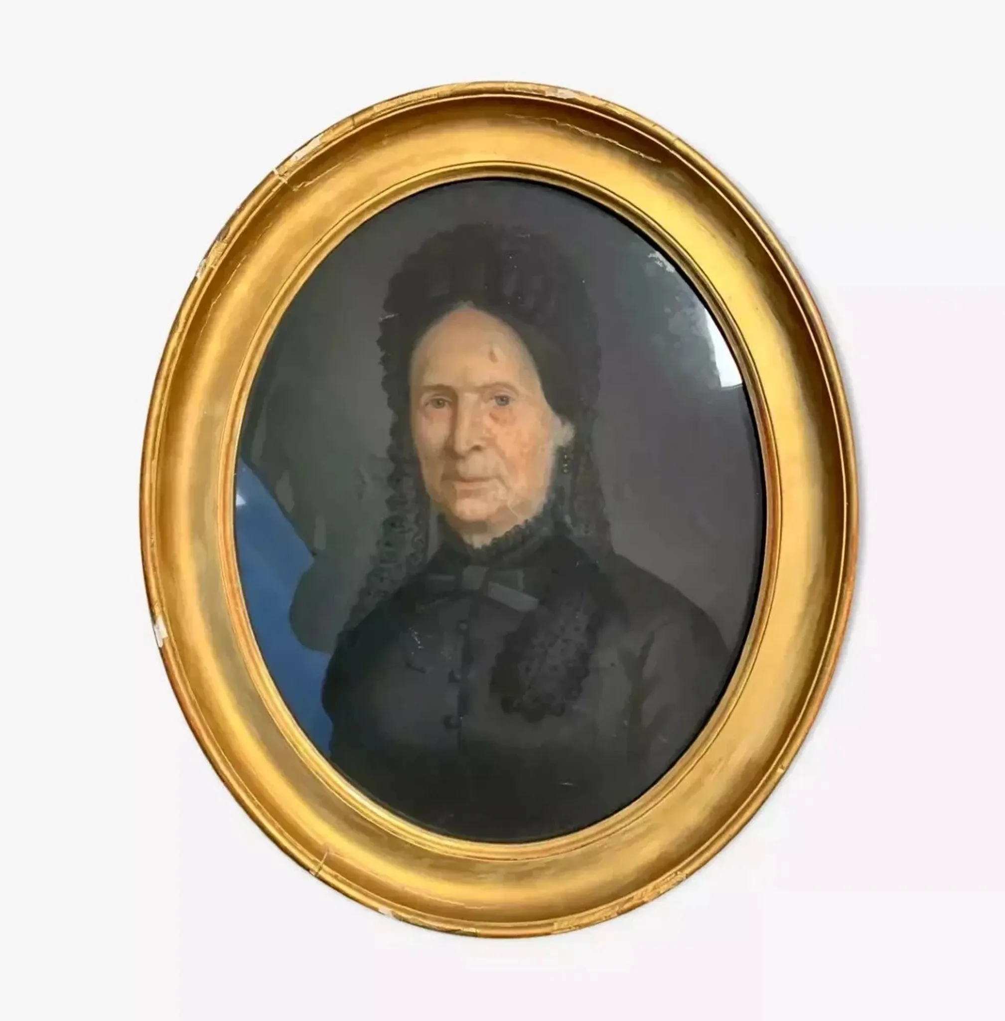 19th-century portrait depicting a woman dressed in black.