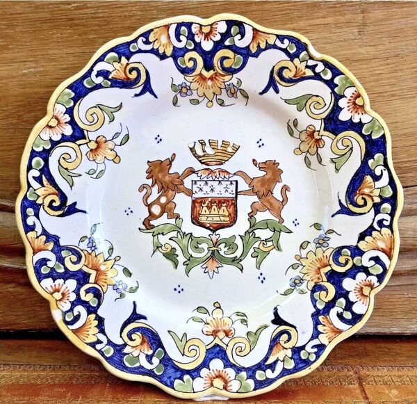 6 anciennes assiettes à dessert Desvres Fourmaintraux Rouen modèle Dinan 2