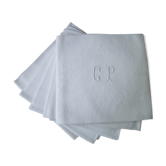 Set of 5 damask cotton napkins monograms GP