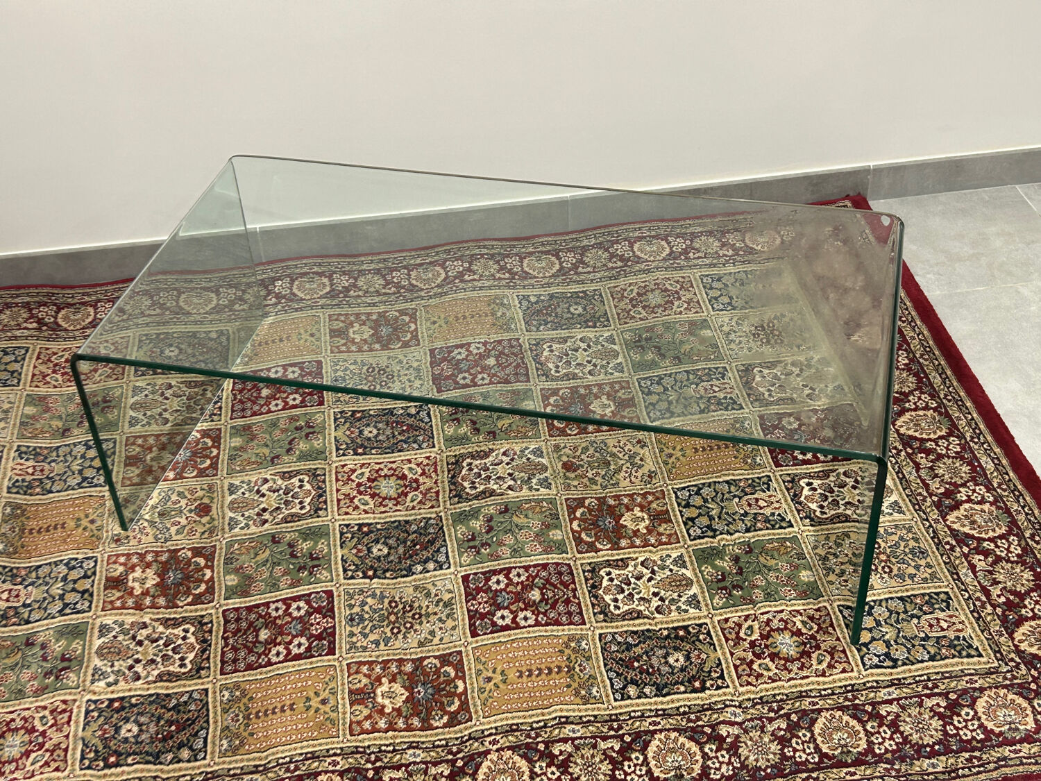 Modernist tempered glass coffee table